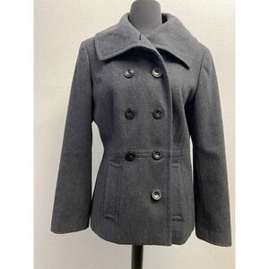 Marvin Richards Coat‎ Wool Blend Black/Dark Grey Women's Peacoat Size Med